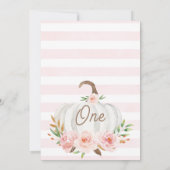 White Little Pumpkin Floral 1. Geburtstag Einladung (Rückseite)