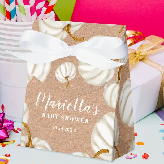 White Little pumpkin kraft fall baby shower Geschenkschachtel