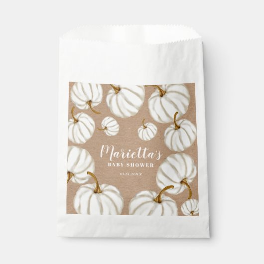 White Little pumpkin kraft fall baby shower Geschenktütchen (Vorderseite)