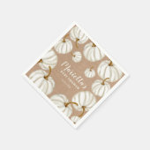 White Little pumpkin kraft fall baby shower Serviette (Ecke)