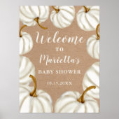 White Little pumpkin kraft welcome baby shower Poster (Vorne)
