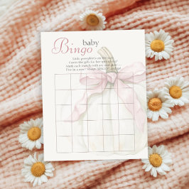 White Little Pumpkin Pink Bow Baby Shower Bingo