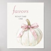 White Little Pumpkin Pink Bow Baby Shower Favorite Poster (Vorne)