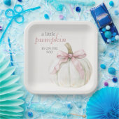White Little Pumpkin Pink Bow Girl Baby Dusche Pappteller (Party)