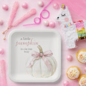 White Little Pumpkin Pink Bow Girl Baby Dusche Pappteller (Party)