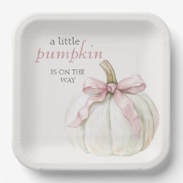 White Little Pumpkin Pink Bow Girl Baby Dusche Pappteller