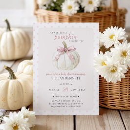 White Little Pumpkin Pink Polka Dots Baby Dusche Einladung
