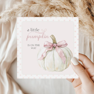 White Little Pumpkin Pink Polka Dots Baby Dusche Serviette
