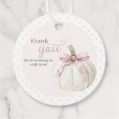 White Little Pumpkin Pink Polka Dots Danke Geschenkanhänger (Vorderseite)