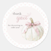 White Little Pumpkin Pink Polka Dots Danke Runder Aufkleber (Vorderseite)