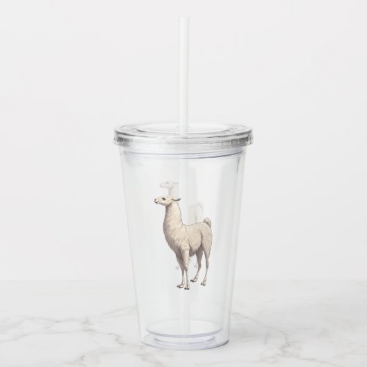 White Llama Acryltrinkbecher (Vorderseite)
