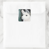 White Llama Quadratischer Aufkleber (Tasche)