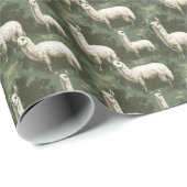 White Llamas auf Green Geschenkpapier (Rolleneckpunkt)