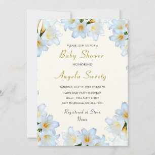 White Lly Blume Baby Shower Einladung Vorlage