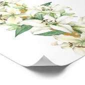 White Lly Floral Gold Cross Taufe Willkommen Poster (Ecke)