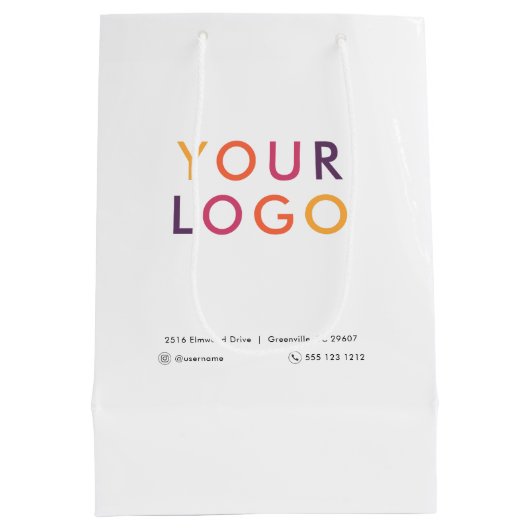 White-Logo Mittlere Geschenktüte (Rückseite)