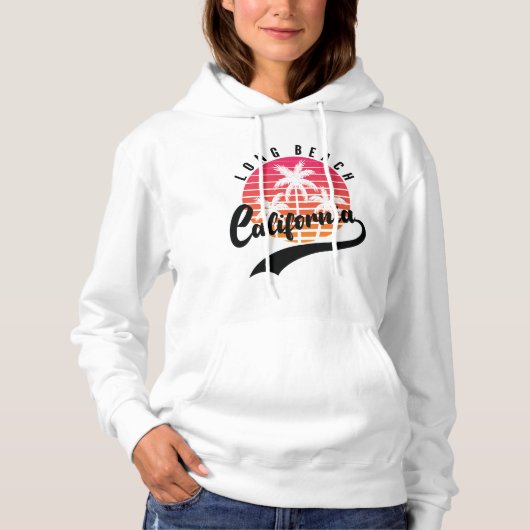 White Long Beach Retro Women's Hoodie (Vorderseite)