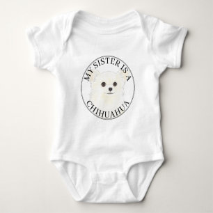 White Long Haired Chihuahua Dog Big Sister Baby Strampler
