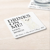 White Long Haired Chihuahua Wedding Rechteckiger Pappuntersetzer (angewinkelt)