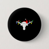White Longhorn Christmas Lights Santa Hat Horn Ant Button (Vorderseite)