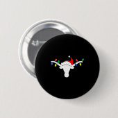 White Longhorn Christmas Lights Santa Hat Horn Ant Button (Vorne & Hinten)