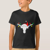 White Longhorn Christmas Lights Santa Hat Horn Ant T-Shirt (Vorderseite)