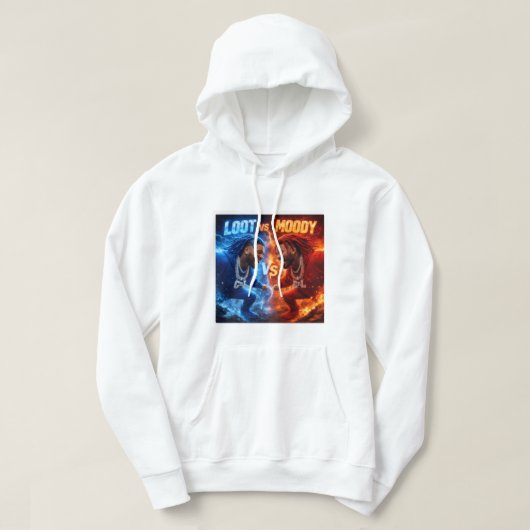 White Loot Vs Moody Hoodie For Men (Design vorne)