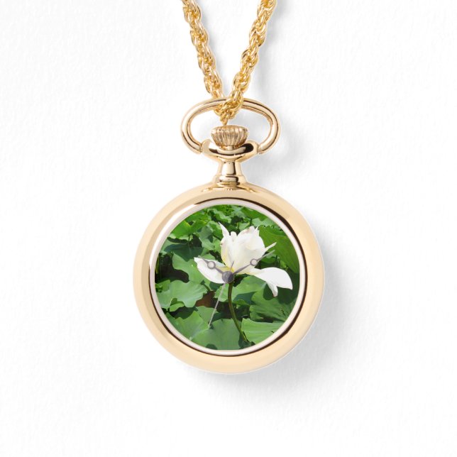 White Lotus Blume Armbanduhr (Vorderseite)