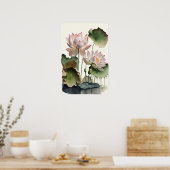 White Lotus Blume Art Print Poster (Küche)