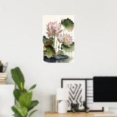 White Lotus Blume Art Print Poster (Heimbüro)