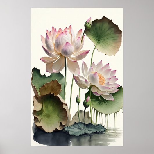 White Lotus Blume Art Print Poster (Vorne)