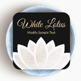 White Lotus Blume Black Square Yoga Quadratische Visitenkarte