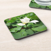 White Lotus Blume Getränkeuntersetzer (Linke Seite)