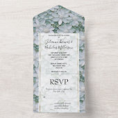 White Lotus Blume Hochzeit All In One Einladung (Innen Boden)