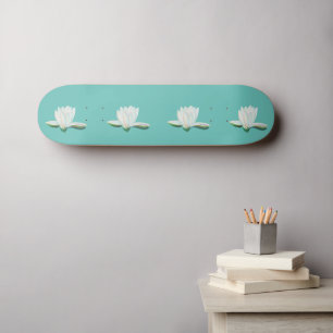 White Lotus Blume Illustration Calm Mint Green Skateboard
