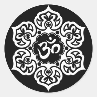 White Lotus Blume Om Runder Aufkleber
