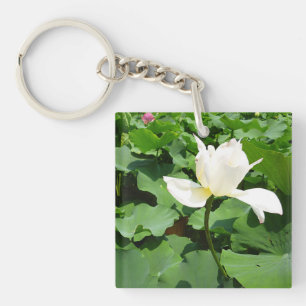 White Lotus Blume Schlüsselanhänger
