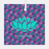 White Lotus Blume über mehrfarbige Meerjungenskala Ornament Aus Glas (Rückseite)