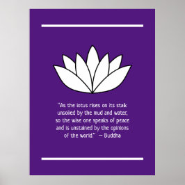 White Lotus Blume und Buddha Zitat Poster