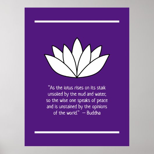 White Lotus Blume und Buddha Zitat Poster (Vorne)