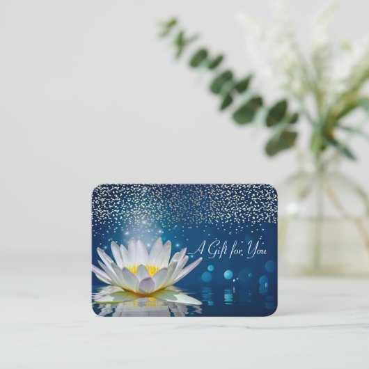 White Lotus, Confetti, Wellness-Center, Massage Rabattkarte (Stehend Vorderseite)