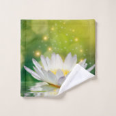White Lotus Flower Landscape Badhandtuch Set (Waschlappen)