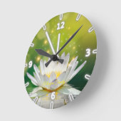 White Lotus Flower Landscape Runde Wanduhr (Winkel)
