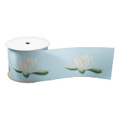 White Lotus Illustration Light Blue Satinband (Spule)