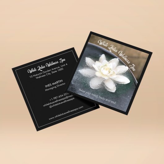 White Lotus in Water Wellness Wellness-Center Blac Quadratische Visitenkarte