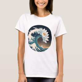 White Lotus & Ocean Wave - Eleganz in Motion T-Shirt