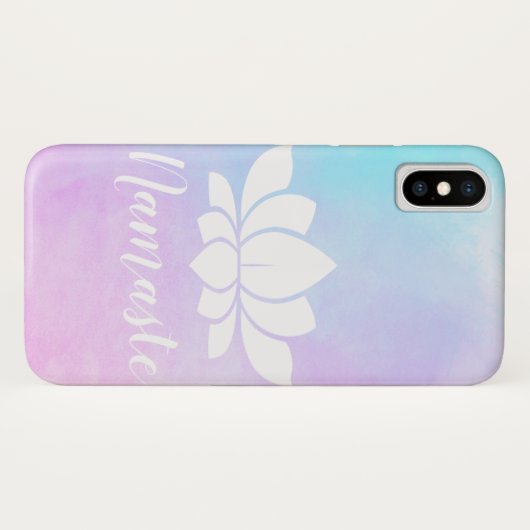 White Lotus Silhouette Namaste Pink & Blue Paste Case-Mate iPhone Hülle (Rückseite (Horizontal))