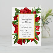 White Love Red Floral Bouquet Real Folieneinladung (Stehend vorne)