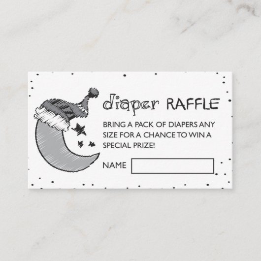 White Love to the Moon and Back Diaper Raffle Visitenkarte (Vorderseite)