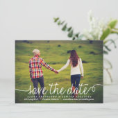 White Lovely Calligraphy Foto Save The Date (Stehend Vorderseite)